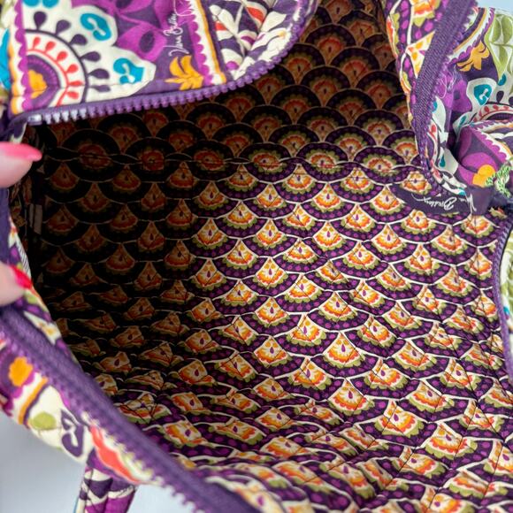 Vera Bradley Small Duffel Plum Crazy with ID Coin Purse - Picture 5 of 14